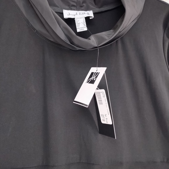 Joseph Ribkoff Dress Womens 10 Black 3/4 Sleeve Cowl Neck Taffeta Skirt Pockets - Picture 6 of 8